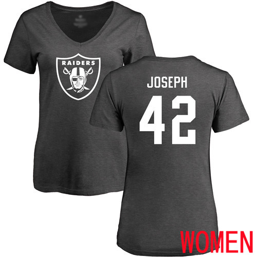 Oakland Raiders Ash Women Karl Joseph One Color NFL Football #42 T Shirt->nfl t-shirts->Sports Accessory